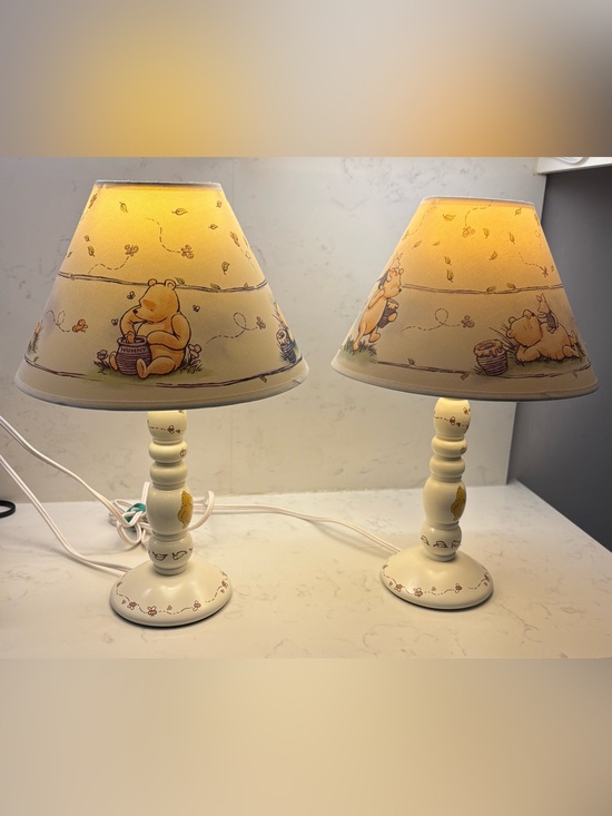 Other - Disney WINNIE THE POOH Matching Table Lamps Pair Nursery Bedroom Vintage Y2K